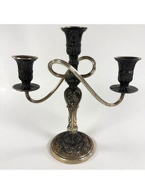 Vintage Wm Rogers Silverplate Triple Star Eagle Candle Holder 10" #316